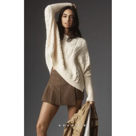 Anthropologie Maeve Oversized Cable Sweater Size XL Preppy Fisherman Academia - Picture 1 of 16